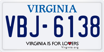 VA license plate VBJ6138