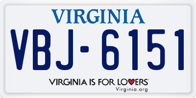 VA license plate VBJ6151