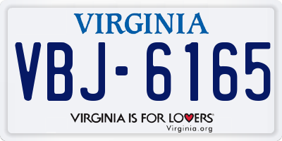 VA license plate VBJ6165