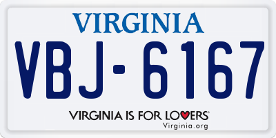 VA license plate VBJ6167
