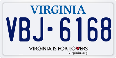 VA license plate VBJ6168