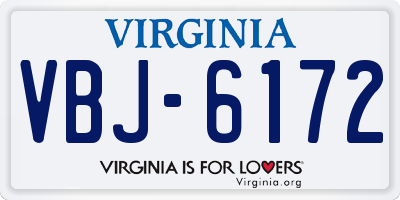 VA license plate VBJ6172