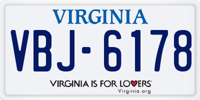 VA license plate VBJ6178