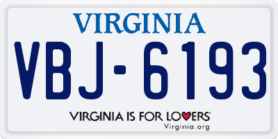 VA license plate VBJ6193