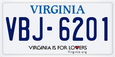VA license plate VBJ6201