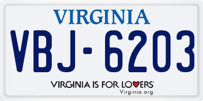 VA license plate VBJ6203