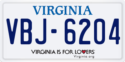 VA license plate VBJ6204