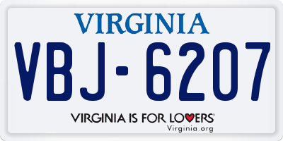 VA license plate VBJ6207