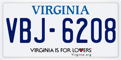 VA license plate VBJ6208