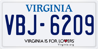 VA license plate VBJ6209