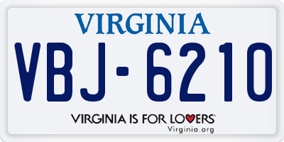 VA license plate VBJ6210