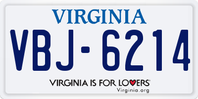 VA license plate VBJ6214