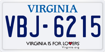 VA license plate VBJ6215