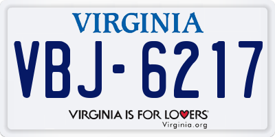 VA license plate VBJ6217