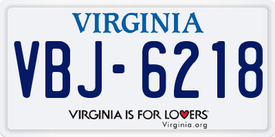 VA license plate VBJ6218
