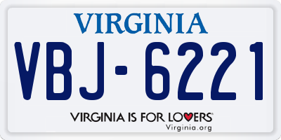 VA license plate VBJ6221