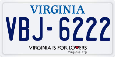 VA license plate VBJ6222
