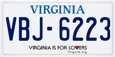 VA license plate VBJ6223