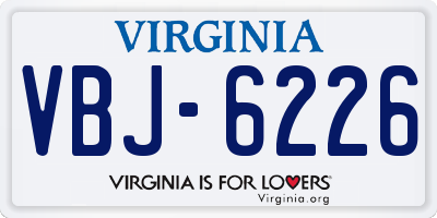 VA license plate VBJ6226