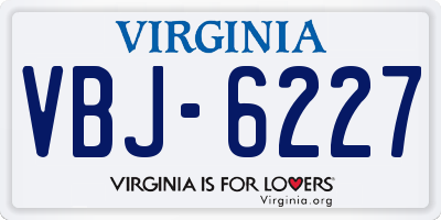VA license plate VBJ6227