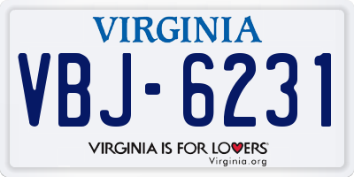 VA license plate VBJ6231