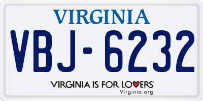 VA license plate VBJ6232