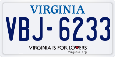 VA license plate VBJ6233