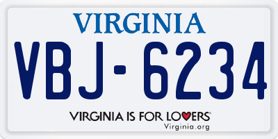 VA license plate VBJ6234