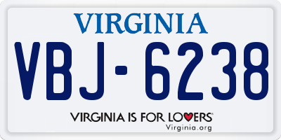 VA license plate VBJ6238