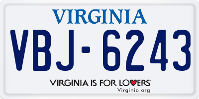 VA license plate VBJ6243