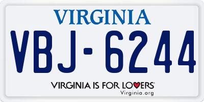 VA license plate VBJ6244