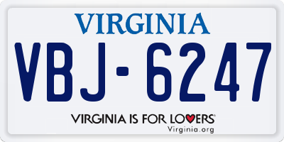 VA license plate VBJ6247