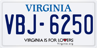VA license plate VBJ6250