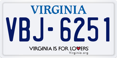 VA license plate VBJ6251