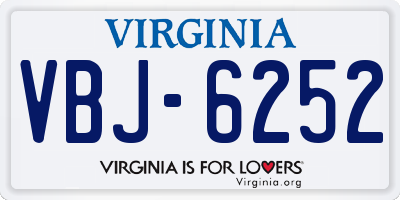 VA license plate VBJ6252