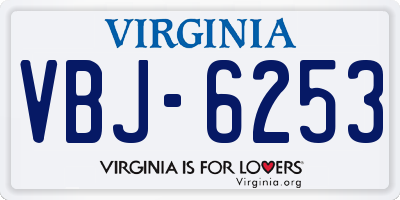 VA license plate VBJ6253