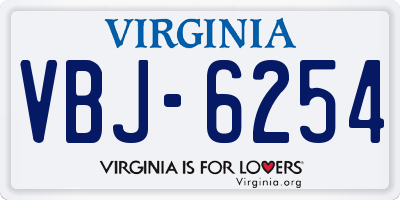 VA license plate VBJ6254