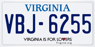 VA license plate VBJ6255