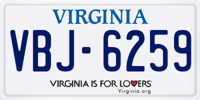 VA license plate VBJ6259
