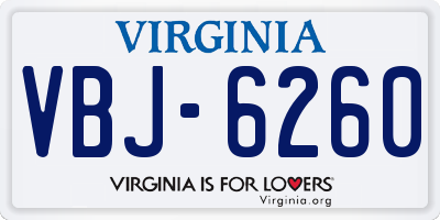 VA license plate VBJ6260