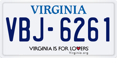 VA license plate VBJ6261