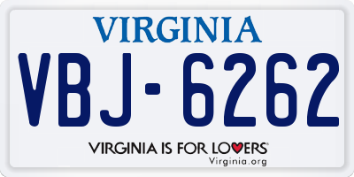 VA license plate VBJ6262