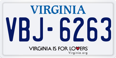 VA license plate VBJ6263