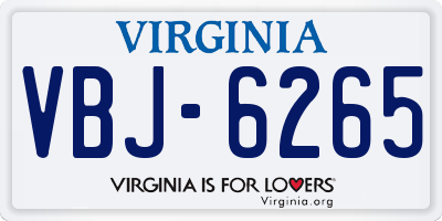 VA license plate VBJ6265