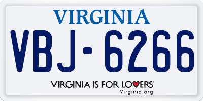VA license plate VBJ6266