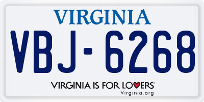 VA license plate VBJ6268