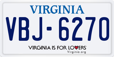 VA license plate VBJ6270