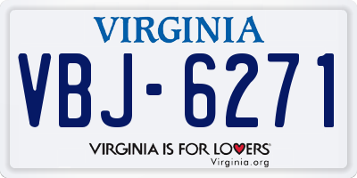 VA license plate VBJ6271