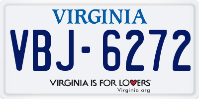 VA license plate VBJ6272