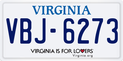 VA license plate VBJ6273